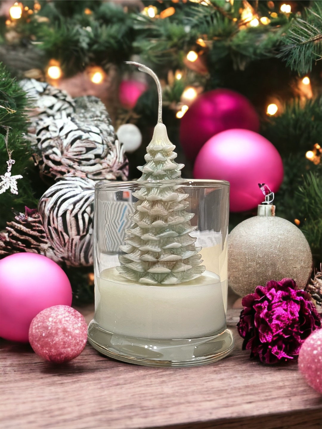 7 Oz Christmas Pine Tree Candle Etsy