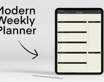 Off White Modern Weekly Digital Planner | GoodNotes Planner | Undated Digital Planner | iPad Planner | Printable Planner | Notability