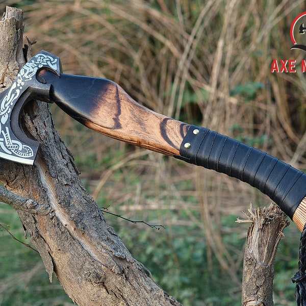 Custom made Viking Axe with Steel Head and Ashwood Handle- Comes with blade sheath. Best Christmas Gift for Viking Enthusiasts