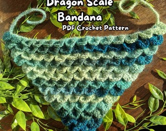 Dragon Scale Bandana Häkelanleitung - Crocodile Stitch Design (Digitales PDF)