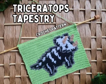 Triceratops Dinosaur Tapestry Crochet Pattern [DIGITAL PDF]