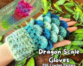 Dragon Scale Crochet Gloves Pattern – Crocodile Stitch (Digital PDF)