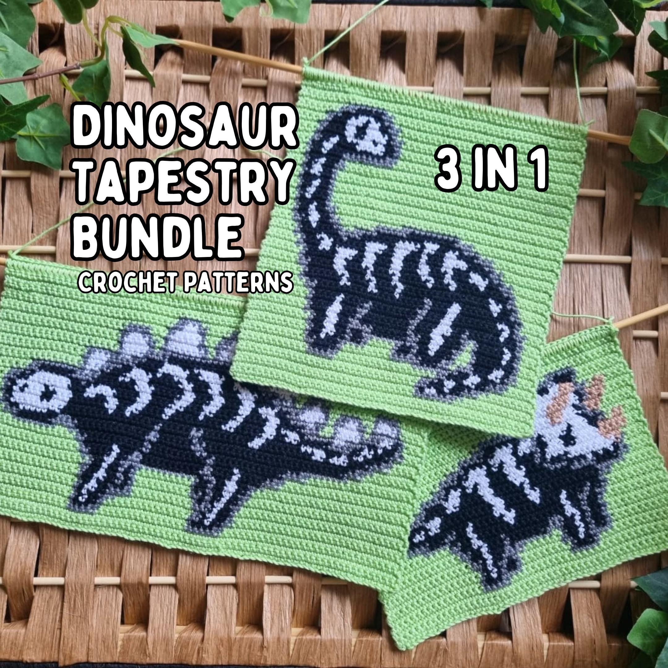 3 in 1 Bundle - Dinosaur Tapestry Crochet Pattern - Brontosaurus