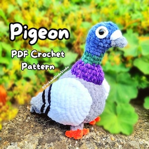 DIGITAL PDF Pigeon Crochet Pattern - Pigeon, Crochet Bird, Crochet Plush, Crochet Animals