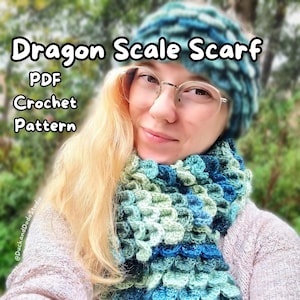 DIGITAL PDF Dragon Scale Scarf Crochet Pattern - Crocodile Stitch, Crochet Scarf, Dragon Scale Pattern, Crochet Dragon, Crochet outwear
