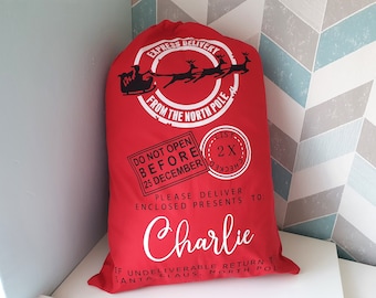 Personalised Santa Sack for Christmas - perfect for children's gifts.