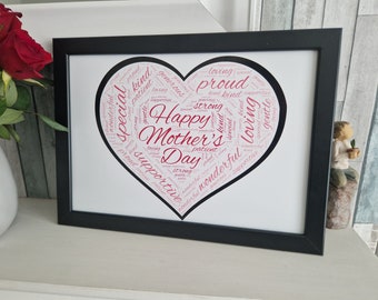 Custom Mother's Day Word Art - Personalised gift for Mum - Framed Wall Decoration