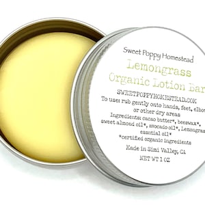 Organic Lemongrass Lotion Bar | Zero Waste Solid Lotion Bar | 100% Natural Hard Lotion