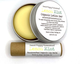 Zero Waste Lotion Bar Lip Balm Gift Set | Organic Solid Lotion Lip Butter Gift | 100% Natural Self Care Gift Set