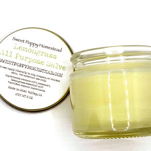 Organic All Purpose Lemongrass Salve | 100% Natural Salve | Zero Waste Moisturizing Cream