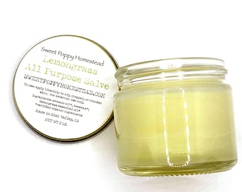 Organic All Purpose Lemongrass Salve | 100% Natural Salve | Zero Waste Moisturizing Cream