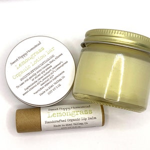 Organic Skin Care Gift Set: Natural Lotion Bar, Lip Balm & Salve