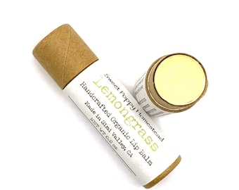 Zero Waste Lemongrass Scented Lip Balm | Organic Lip Balm | 100% Natural Lip Butter | Eco Friendly Lip Moisturizer