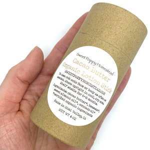 Large Organic Lotion Stick: Natural Beeswax, Zero Waste (4 oz)