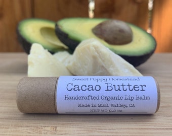 Zero Waste Lip Balm | Organic Cacao Butter Lip Butter| All Natural Lip Balm | 100% All Natural Lip Moisturizer