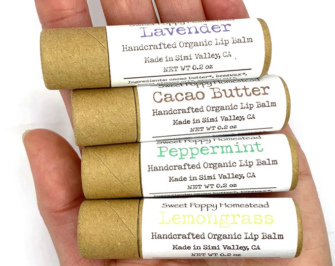 Zero Waste Lip Balm Gift Set of 4 | Organic Lip Butter Set | 100% Natural Lip Balm Set