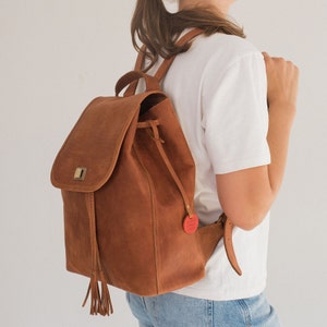 Handmade Leather Backpack for Women, City Leather Backpack, Minimalist Everyday Bag, Small Backpack for Girls, Valentine Day Gift for Her
