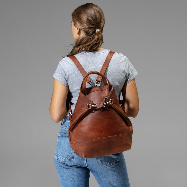 Leather tote backpack, laptop backpack, leather backpack, personalized backpack, backpack purse, gift for her