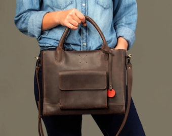 Laptop bag women, Leather satchel bag, Christmas Gift for wife, Personalized  Leather Bag, Leather Bag with Monogramm, Bag for woman