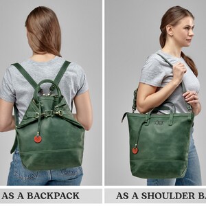Reisrugzak vrouw, leren reisrugzak, damesrugzak, laptoprugzak, leren rugzaktas dames, gepersonaliseerde tas voor vrouwen afbeelding 2