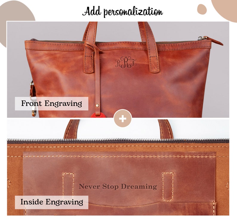 Reisrugzak vrouw, leren reisrugzak, damesrugzak, laptoprugzak, leren rugzaktas dames, gepersonaliseerde tas voor vrouwen afbeelding 4