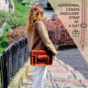 Handmade Leather Messenger Bag for Laptop, Crossbody Leather Briefcase for Women with Personalization, Classic Work Bag, Best Gift for Her