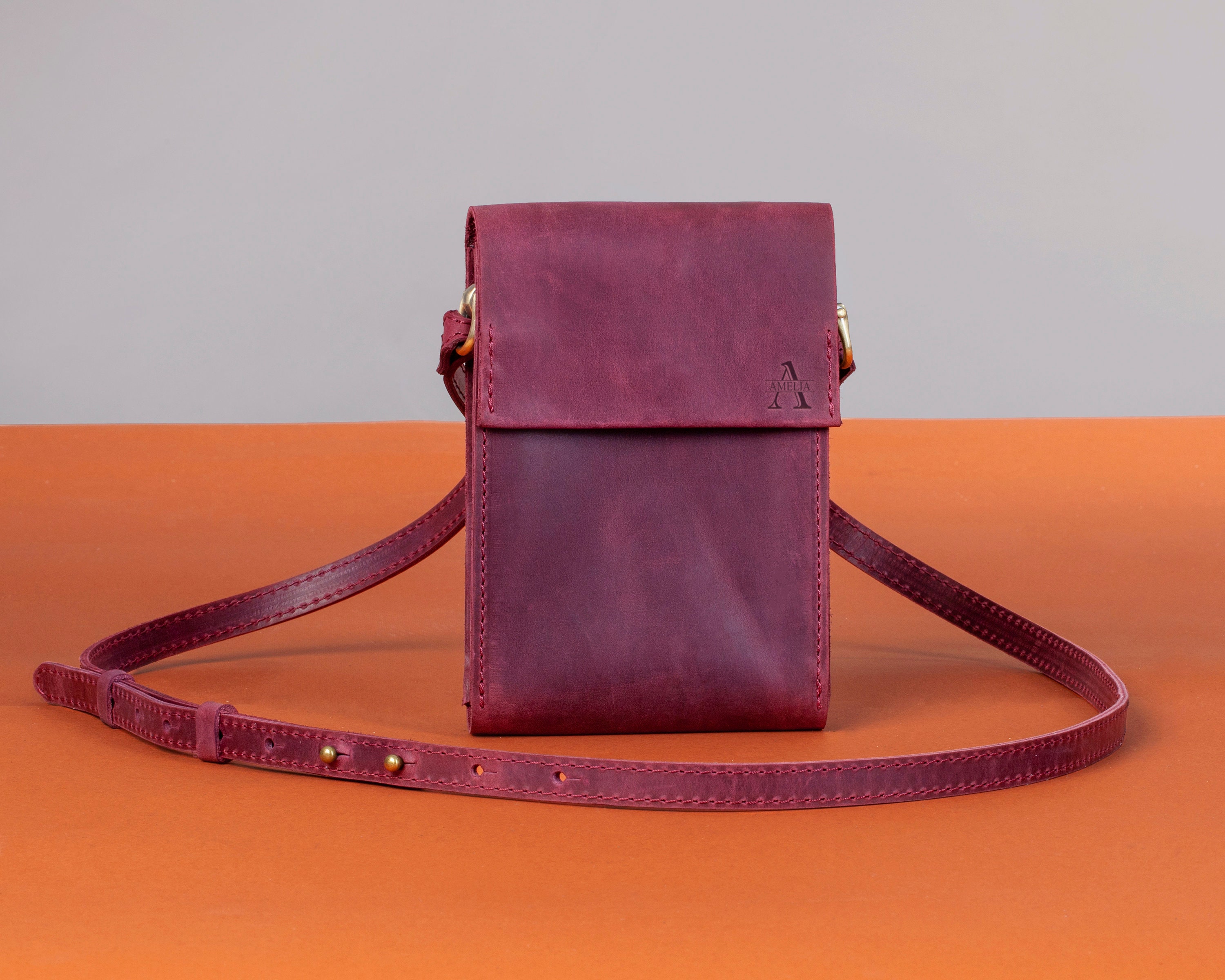 Leather Cell Phone Crossbody Bag Women Crossbody Bag Etsy
