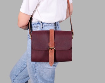 Bolso bandolera de cuero personalizado para mujer con personalización, bolso de maquillaje, bolso de hombro personalizado, bolso hecho a mano para mujer, regalo para ella