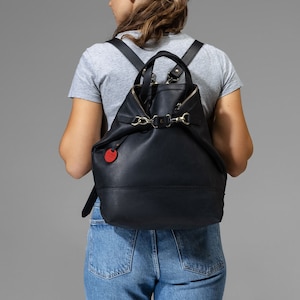 Handmade Leather Backpack Women, Engraved Convertible Backpack Tote Bag, Women&#39;s City Backpack, Travel Backpack, Personalized Gift for Her