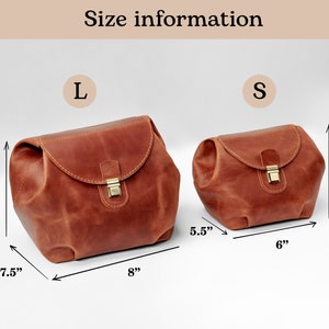 Size information. 
L-size cosmetic bag: length - 8 inch
depth - 7.5 inch  
height - 6.5 inch
S-size cosmetic bag: length - 6 inch
depth - 5.5 inch  
height - 5 inch