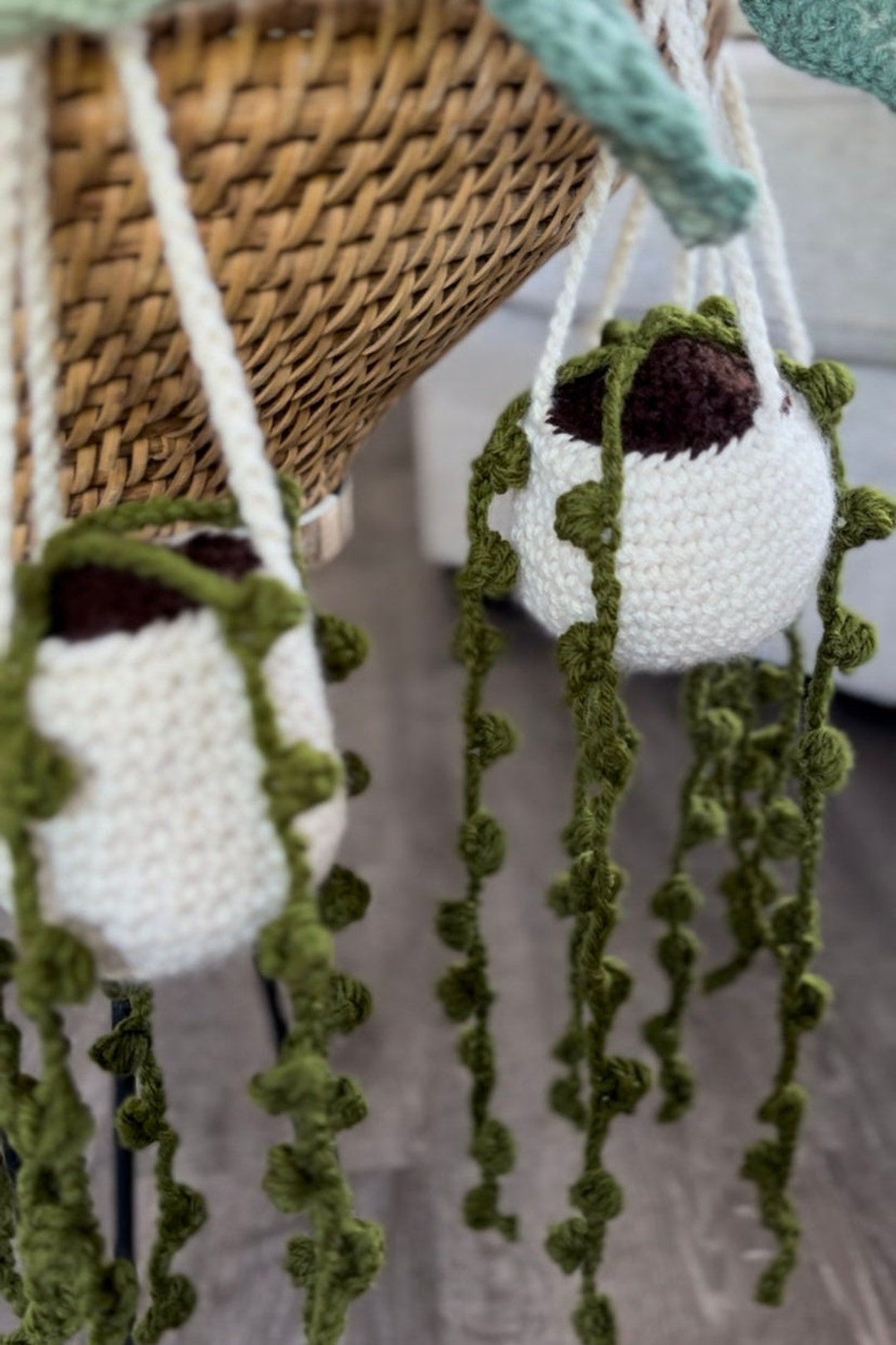 String Pull Through Pot Crochet String of Pearls Hanging Pot - Etsy