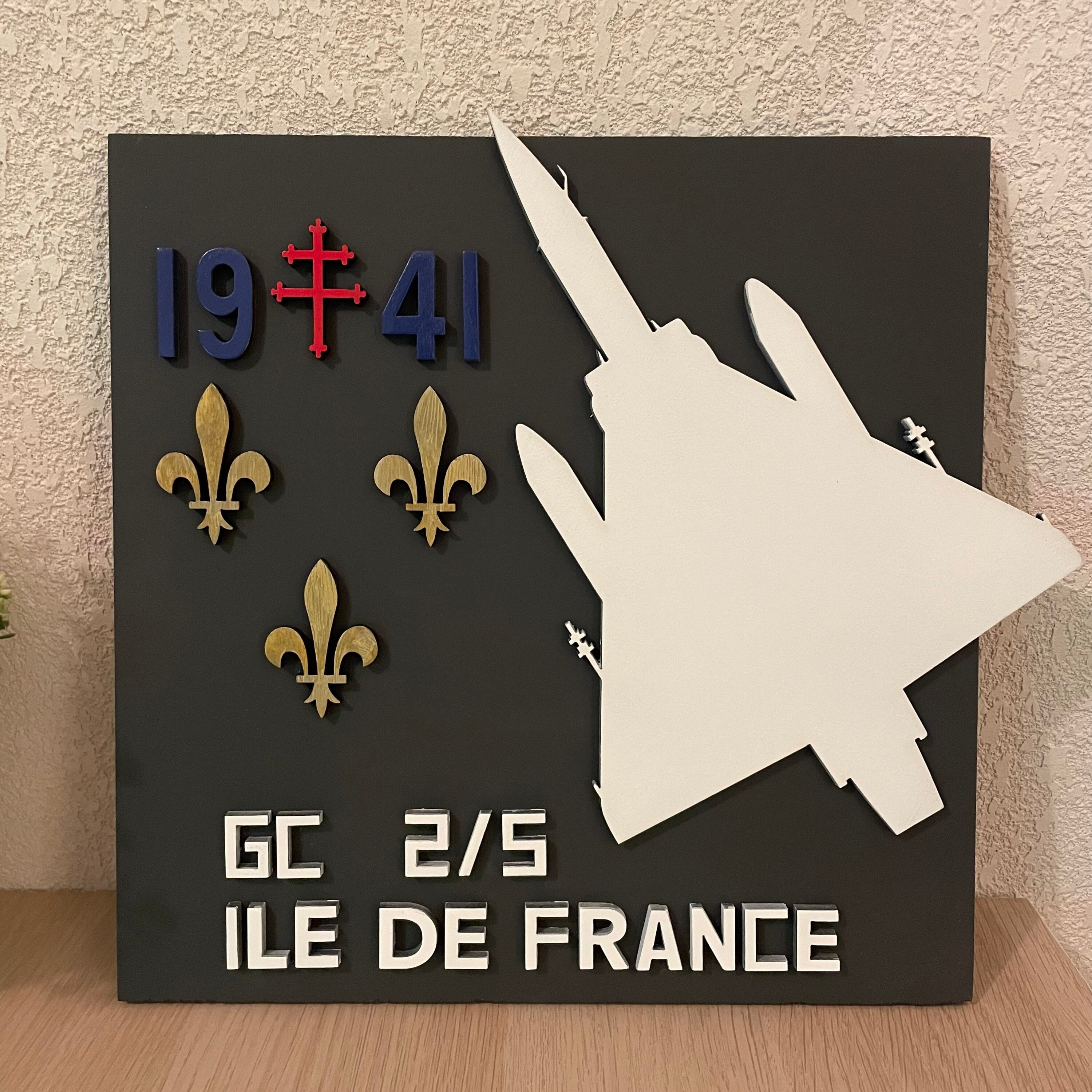 Tableau 3D Mirage 2000 2/5 Île de France en Bois