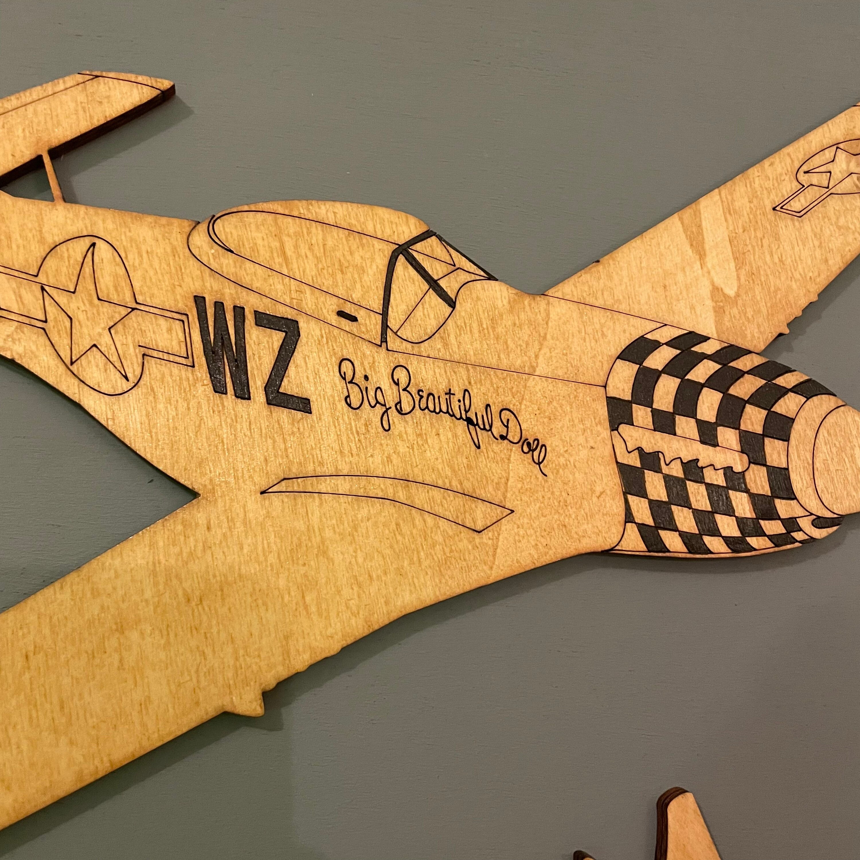 Tableau 3D P51 Mustang en Bois