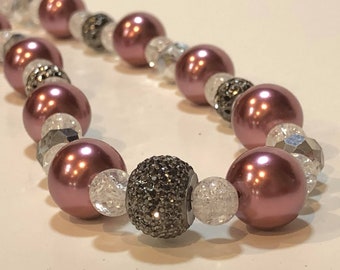 Rose "Pearl" Beads (Necklace) Handmade