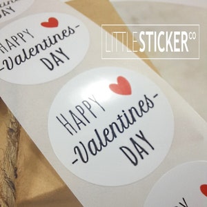 Happy Valentines Day Aufkleber, Geschenkaufkleber, rotes Herz, runde Etikettenaufkleber