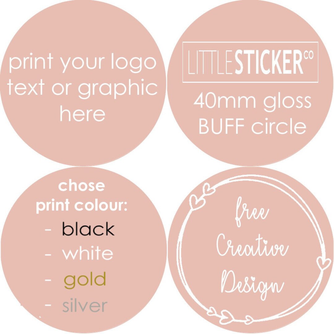 Rose Gold Custom Stickers 40mm Round Pink Stickers Personalised Print