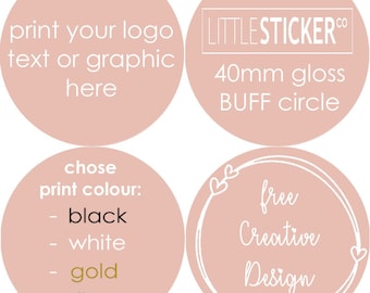 Rose gold custom stickers 40mm round pink stickers personalised print in foil gold or silver, black, matte gold or silver, or white x25-300