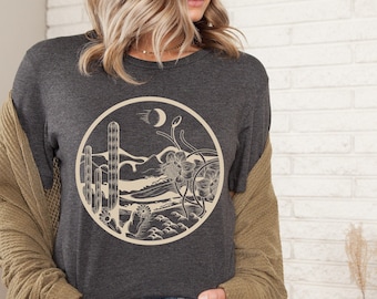 Camiseta Desert Boho / Camisa Cactus Plant / Camisa Desert Adventure / Camisa Cactus / Camiseta Unisex de Manga Corta