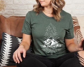 Mountain T-Shirt | Hiking Shirt | Mountain Shirt | Mountains Calling | Outdoor Shirts | Camping Shirt | Nature Shirt | Forest Print