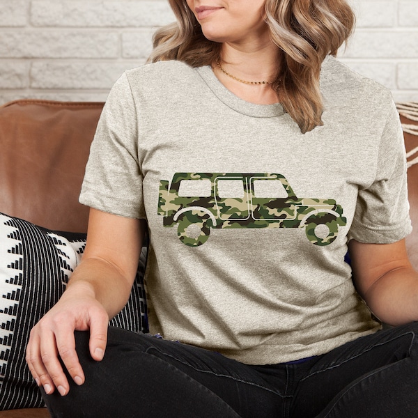 Green Camo 4-Door Truck Shirt | Camouflage Tee | Truck Girl Shirt | Offroad Shirt | Camo Truck Lovers Shirt | Short-Sleeve Unisex Shirt