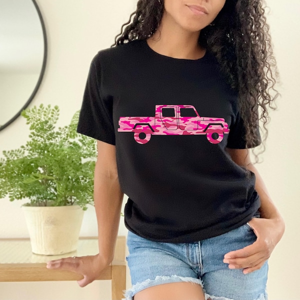 Pink Camo Gladiator Shirt | Pink Camouflage Tee | Truck Girl Shirt | Offroad Shirt | Camo Truck Lovers Shirt | Short-Sleeve Unisex Shirt