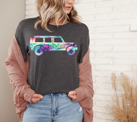 Retro Palm Print 4-Door Shirt | Truck Girl Shirt | Offroad T-Shirt | Truck Lovers Shirt | Truck Life | Short-Sleeve Unisex T-Shirt