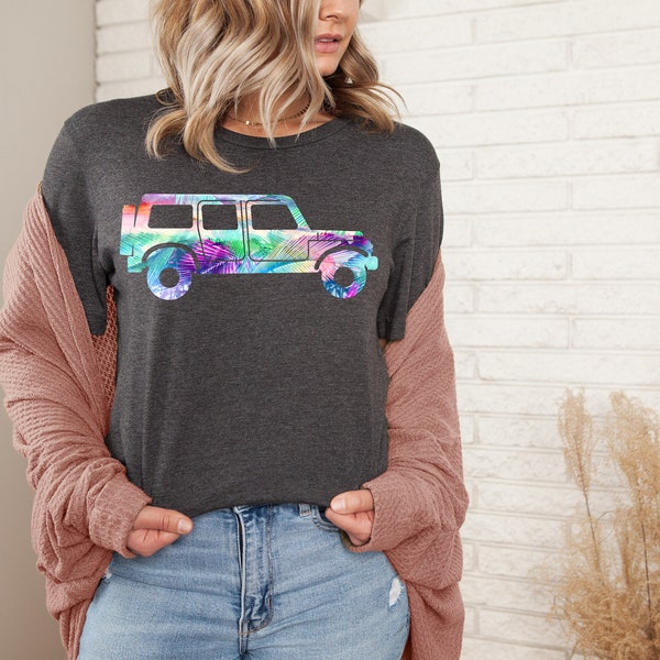 Retro Palm Print 4-Door Shirt | Truck Girl Shirt | Offroad T-Shirt | Truck Lovers Shirt | Truck Life | Short-Sleeve Unisex T-Shirt