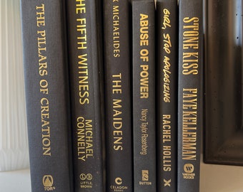 Hardback Books by Color Black with Gold Lettering  Group of 6 as Shown