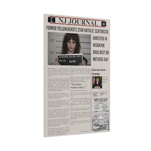 Yellowjackets Natalie Mugshot Newspaper Poster, Yellowjackets Series, Natalie Scatorccio, 12&quot; x 18&quot; Poster