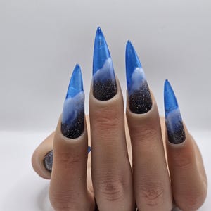 Beach  Press On Nails | Stiletto Nails |  | Summer Vacation Nail Art |  XXL FT