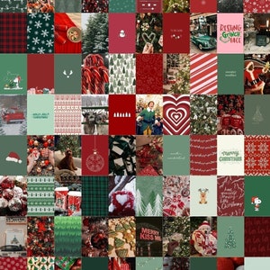 100 PCS | Red & Green Christmas Wall Collage Kit | Holiday Winter Xmas Aesthetic Prints | Christmas Pictures Room Decor (DIGITAL DOWNLOAD)