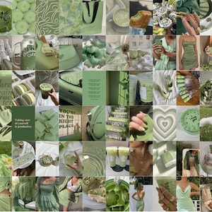 60 PCS | Sage Green Wall Collage Kit | Trendy Aesthetic Room Decor | Dark Green Matcha Dorm Decor | Pinterest Girl Vibe (DIGITAL DOWNLOAD)