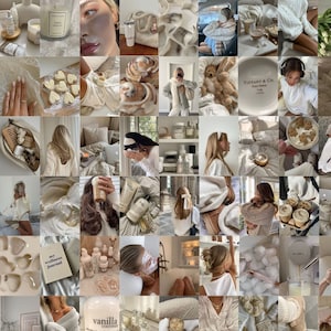 60 PCS Vanilla Girl Aesthetic Photo Collage | Neutral Light Beige Photo Prints | Clean Girl Aesthetic Wall Photos (DIGITAL DOWNLOAD)