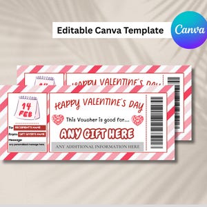 Cupón de edición instantánea para el día de San Valentín, certificado de regalo, certificado de fecha, regalo sorpresa, imprimible, regalo de último momento para ellos